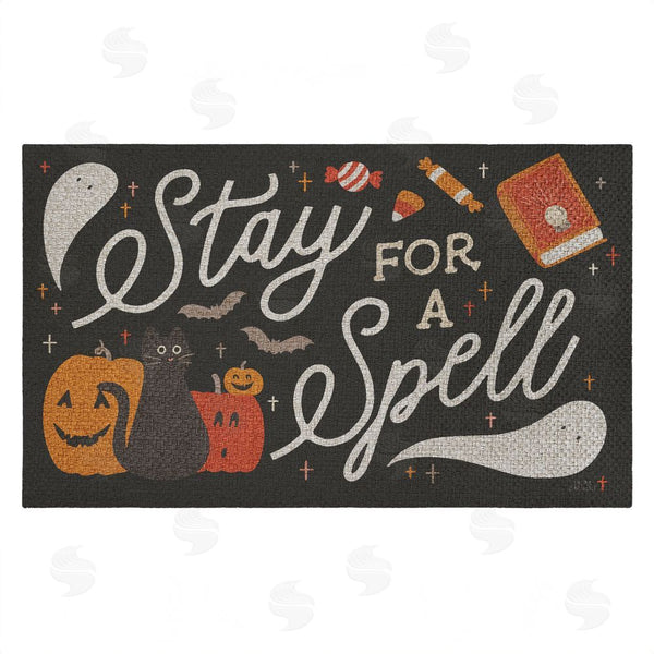 stupell industries Laura Marshall | Stay for a Spell Halloween Faux Sisal Door Mat