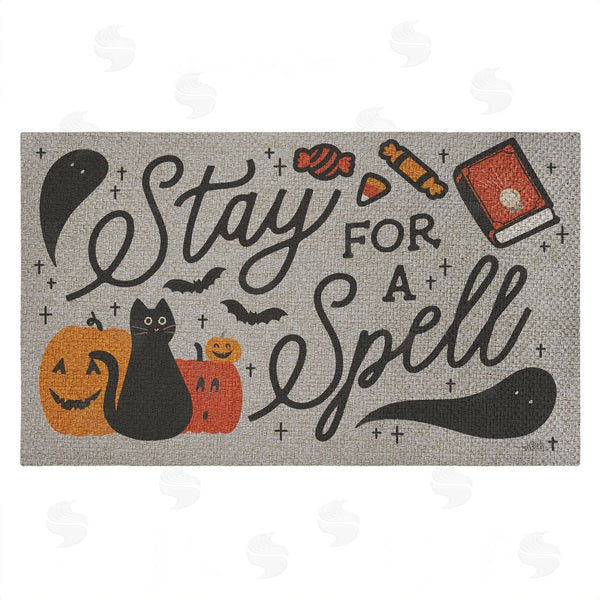 stupell industries Laura Marshall | Stay for a Spell Spooky Welcome Faux Sisal Door Mat