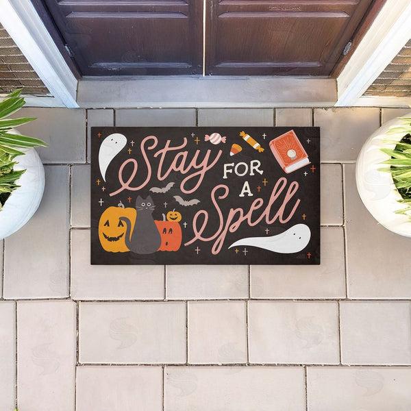 Stupell Industries Laura Marshall | Stay For Spell Halloween Welcome Non-Woven Door Mat