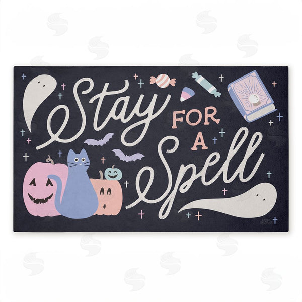 stupell industries Laura Marshall | Stay for Spell Pastel Halloween Welcome Non-Woven Door Mat