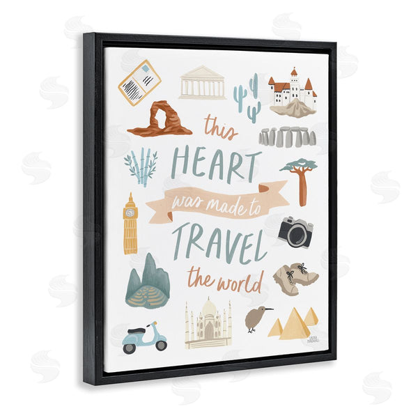 Stupell Industries Laura Marshall | This Heart Made To Travel Sentiment World Treasures Wall Art