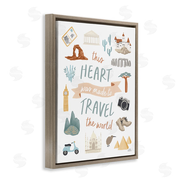 Stupell Industries Laura Marshall | This Heart Made To Travel Sentiment World Treasures Wall Art