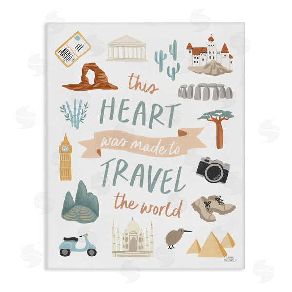 stupell industries Laura Marshall | This Heart Made To Travel Sentiment World Treasures Wall Art