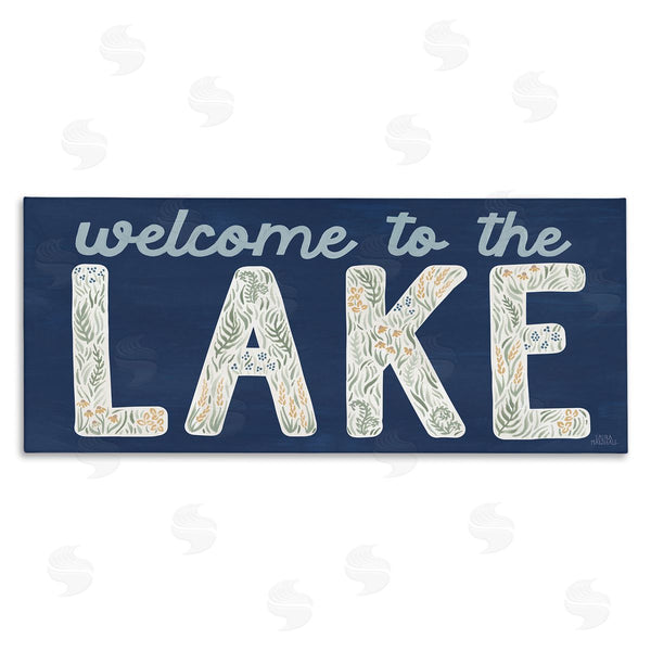 stupell industries Laura Marshall | Welcome Lake Floral Phrase Wall Art