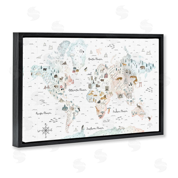 Stupell Industries Laura Marshall | Whimsical World Traveler Map