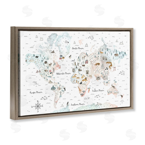 Stupell Industries Laura Marshall | Whimsical World Traveler Map