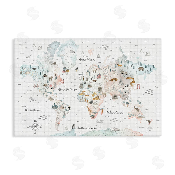 stupell industries Laura Marshall | Whimsical World Traveler Map
