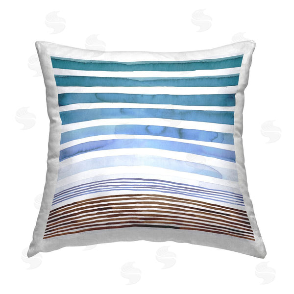 stupell industries Laura Munoz Estelles | Blue Sunset Stripes Pattern Printed Throw Pillow