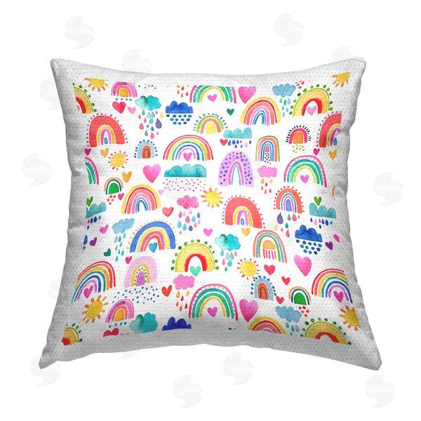 Stupell Industries Laura Munoz Estelles | Rainbows & Rain Cloud Pattern Printed Throw Pillow