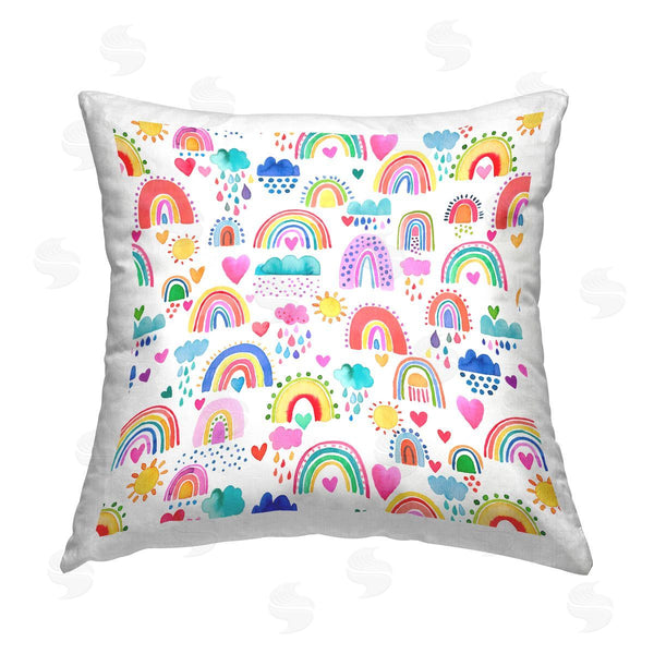 stupell industries Laura Munoz Estelles | Rainbows & Rain Cloud Pattern Printed Throw Pillow