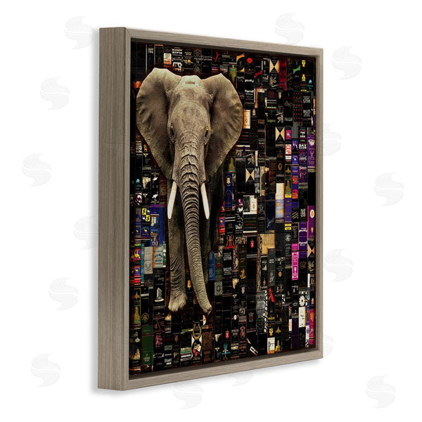 Stupell Industries Laura Van Horne | Realistic Elephant On Grungy Advertisement Collage Wall Art