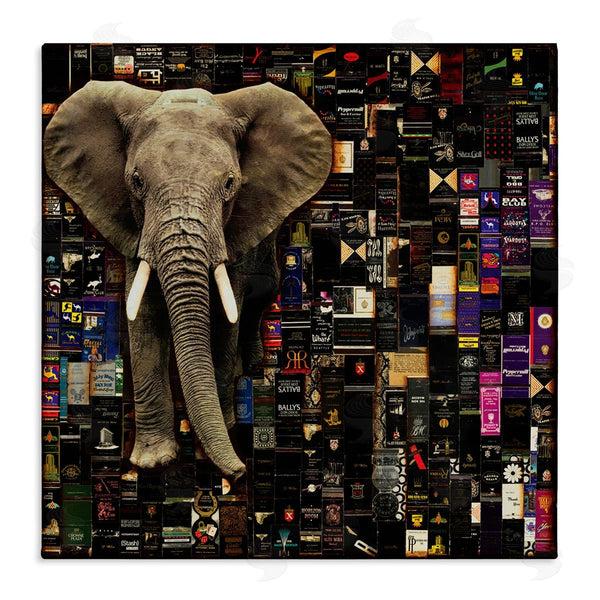 stupell industries Laura Van Horne | Realistic Elephant on Grungy Advertisement Collage Wall Art
