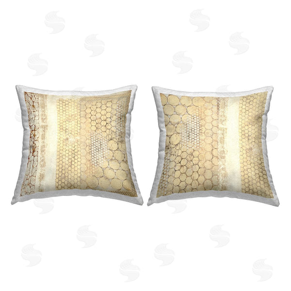 Stupell Industries Laura Van Horne | Rustic Beige Geometric Pattern Printed Throw Pillow Set