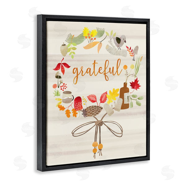 Stupell Industries Laura Watson | Grateful Acknowledgement Autumn Forest Foliage Wreath Wall Art