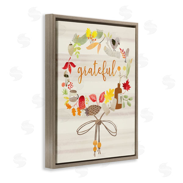 Stupell Industries Laura Watson | Grateful Acknowledgement Autumn Forest Foliage Wreath Wall Art