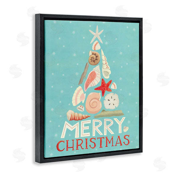 Stupell Industries Laura Watson | Merry Christmas Nautical Holiday Tree Beach Polka Dots Wall Art