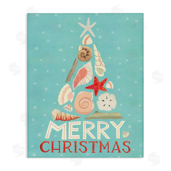 stupell industries Laura Watson | Merry Christmas Nautical Holiday Tree Beach Polka Dots Wall Art