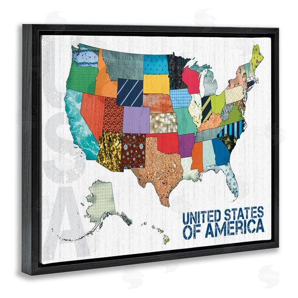 Stupell Industries Lauren Gibbons | United States Of America Map Quilted Pattern Borders Wall Art