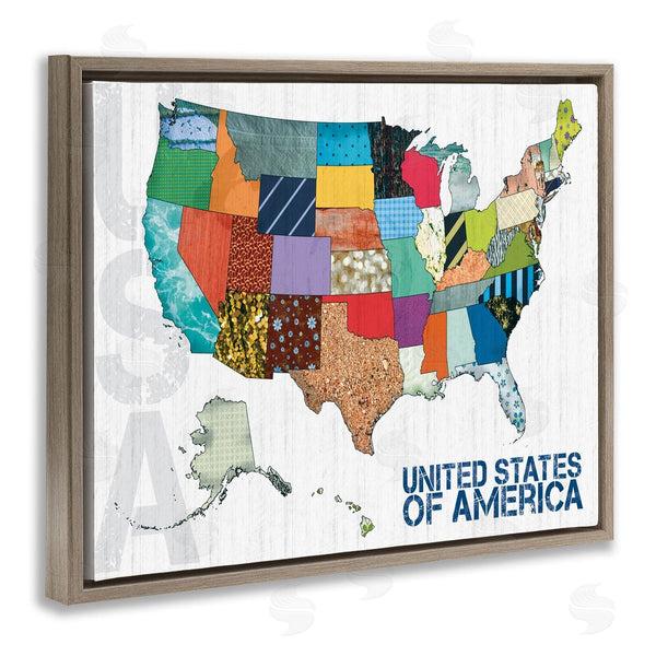Stupell Industries Lauren Gibbons | United States Of America Map Quilted Pattern Borders Wall Art