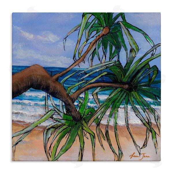 stupell industries Lauren Jane | Beach Coast Palm Tree Leaning Plant Ocean Painting Wall Art