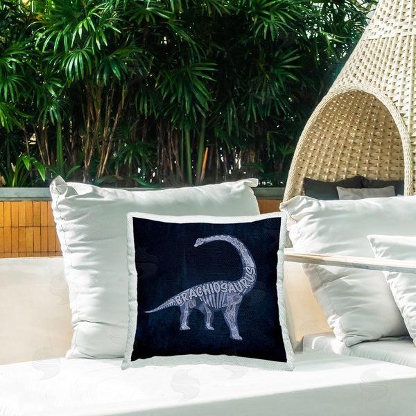 Stupell Industries Lauren Rader | Blue Brachiosaurus X-Ray Printed Throw Pillow