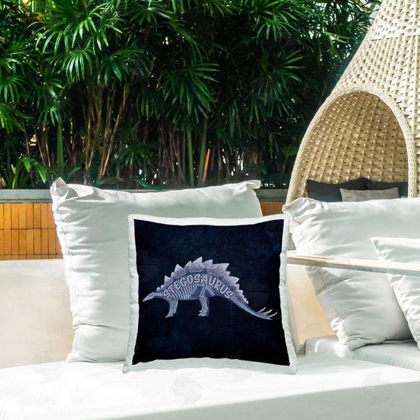 Stupell Industries Lauren Rader | Blue Stegosaurus Dinosaur Printed Throw Pillow