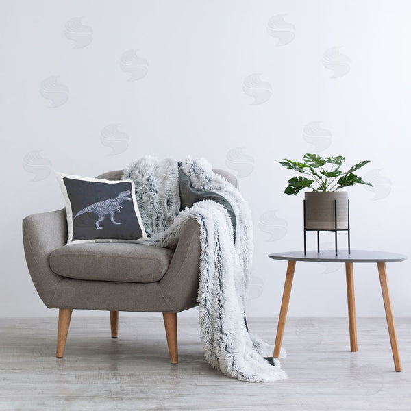 Stupell Industries Lauren Rader | Blue T-Rex Skeleton Printed Throw Pillow