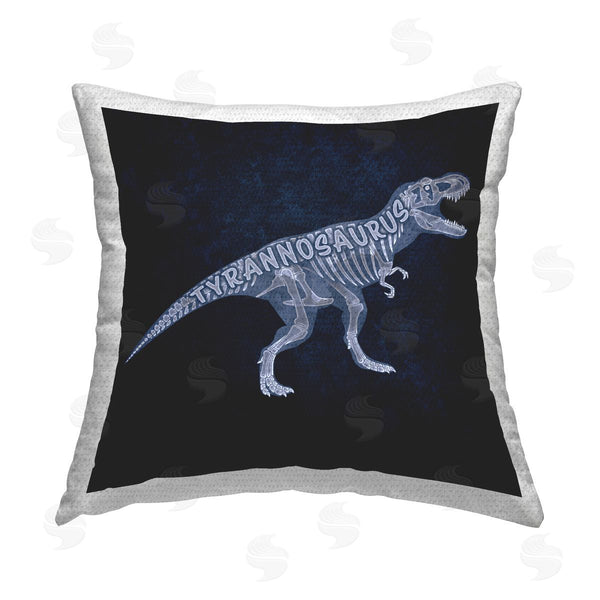 Stupell Industries Lauren Rader | Blue T-Rex Skeleton Printed Throw Pillow