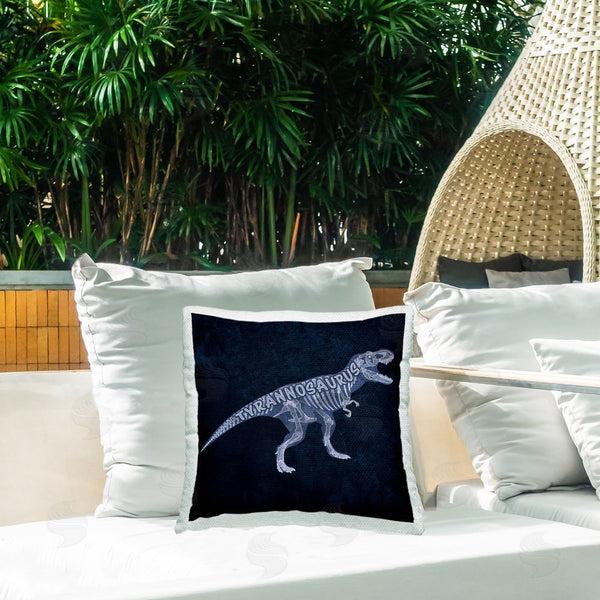 Stupell Industries Lauren Rader | Blue T-Rex Skeleton Printed Throw Pillow