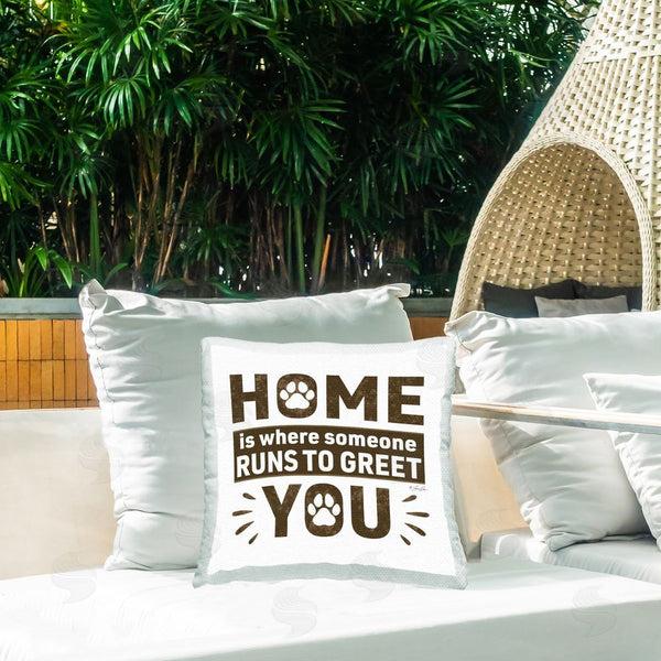 Stupell Industries Lauren Rader | Pet Runs To Greet You Printed Throw Pillow