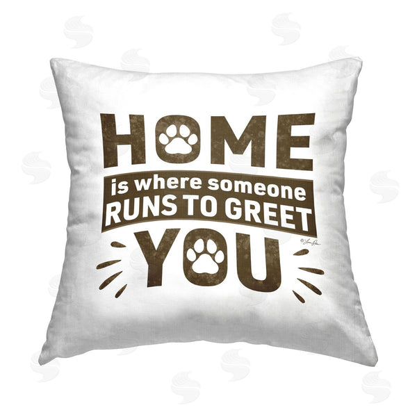 stupell industries Lauren Rader | Pet Runs To Greet You Printed Throw Pillow