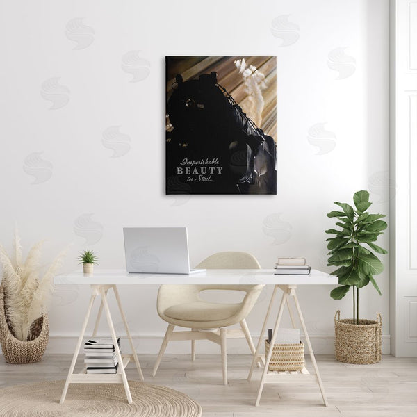 Stupell Industries Lawernce Gipe | Black Vintage Train Locomotive Imperishable Beauty Phrase Wall Art