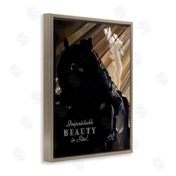 Stupell Industries Lawernce Gipe | Black Vintage Train Locomotive Imperishable Beauty Phrase Wall Art