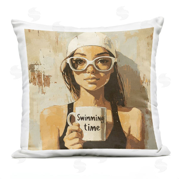 Stupell Industries Layla Oz | Swimming Mug Girl Throw Pillow