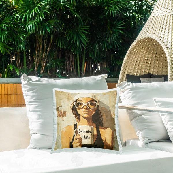 Stupell Industries Layla Oz | Swimming Mug Girl Throw Pillow