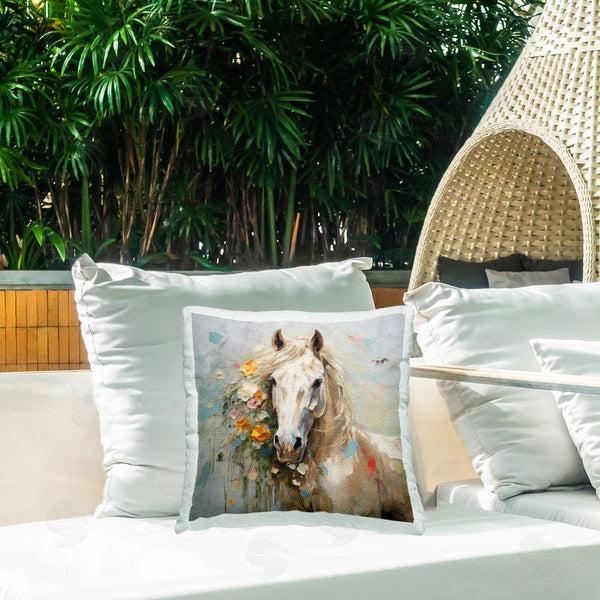 Stupell Industries Lazar Studio | Abstract Floral Horse Portrait Printed Throw Pillow