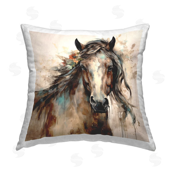 stupell industries Lazar Studio | Abstract Horse & Florals Printed Throw Pillow