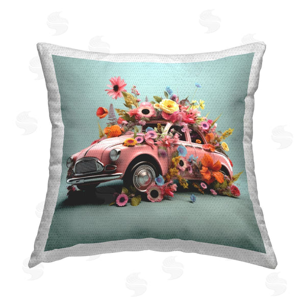 Stupell Industries Lazar Studio | Antique Car With Blossoms Printed Throw Pillow