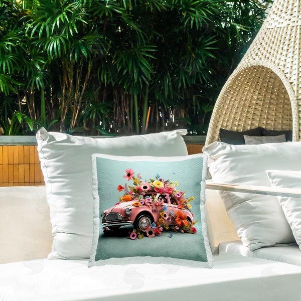 Stupell Industries Lazar Studio | Antique Car With Blossoms Printed Throw Pillow