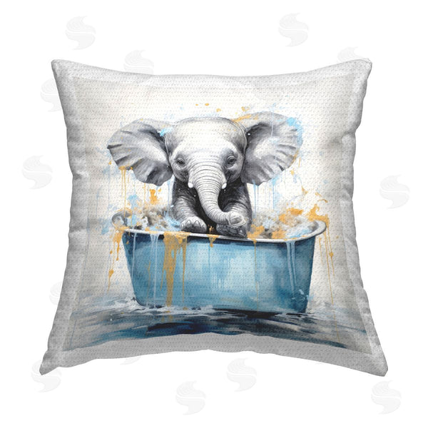 Stupell Industries Lazar Studio | Bathing Baby Elephant Printed Throw Pillow