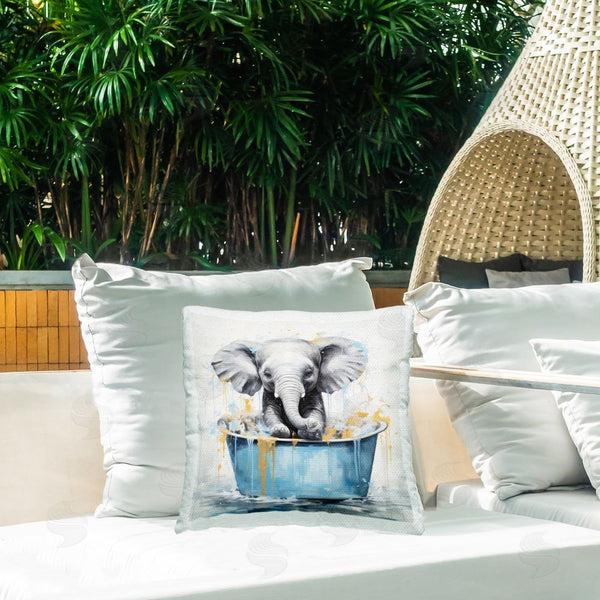 Stupell Industries Lazar Studio | Bathing Baby Elephant Printed Throw Pillow