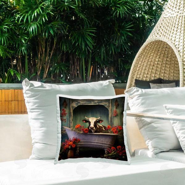 Stupell Industries Lazar Studio | Bathing Cow Red Accents Printed Throw Pillow