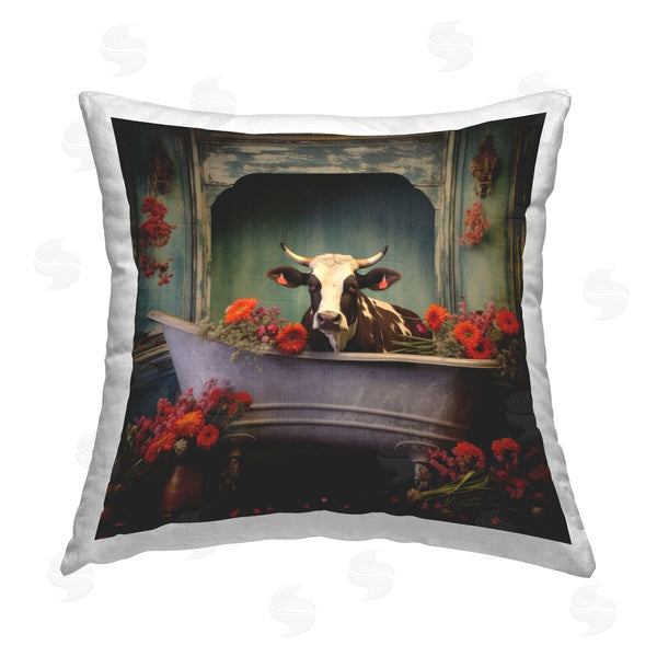 stupell industries Lazar Studio | Bathing Cow Red Accents Printed Throw Pillow