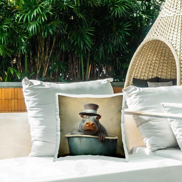 Stupell Industries Lazar Studio | Bathing Hippo In Top Hat Printed Throw Pillow
