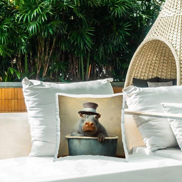 Stupell Industries Lazar Studio | Bathing Hippo With Hat Printed Throw Pillow