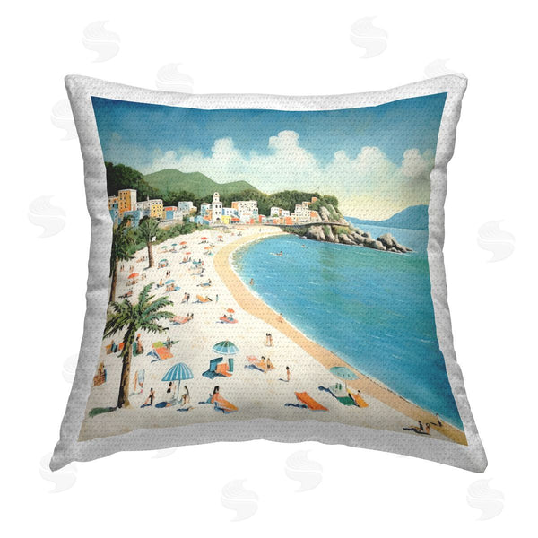 Stupell Industries Lazar Studio | Beachgoers On Tropical Shore Printed Throw Pillow