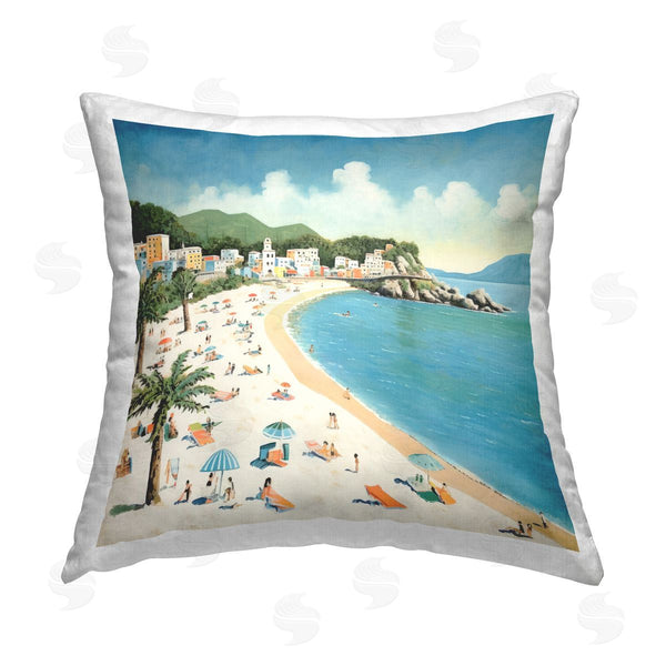 stupell industries Lazar Studio | Beachgoers on Tropical Shore Printed Throw Pillow