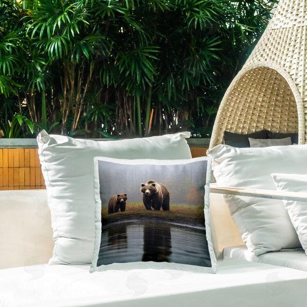 Stupell Industries Lazar Studio | Bear & Cub Pond Reflection Printed Throw Pillow