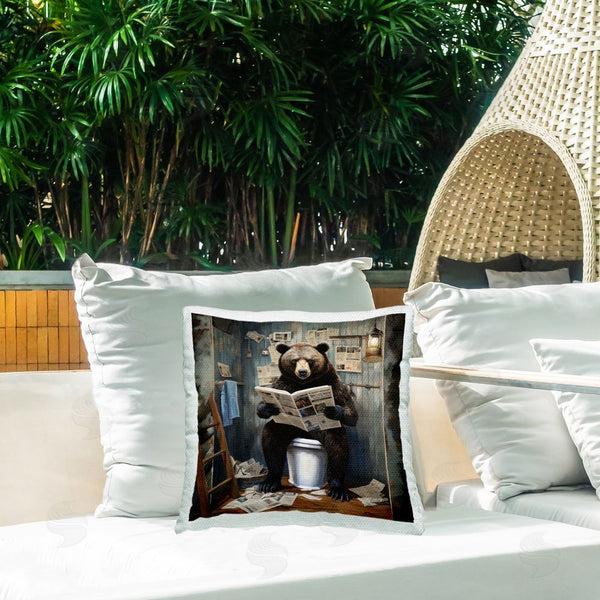 Stupell Industries Lazar Studio | Bear In Rustic Bathroom Printed Throw Pillow