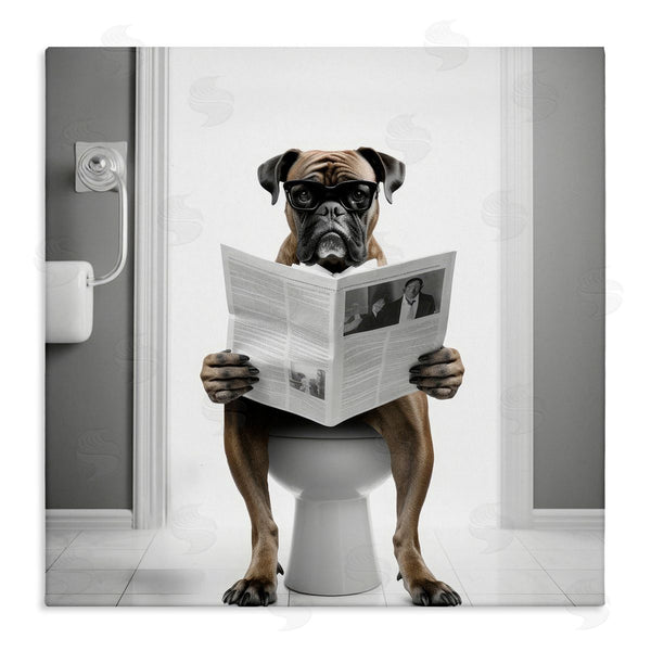 stupell industries Lazar Studio | Boxer Dog & Newspaper